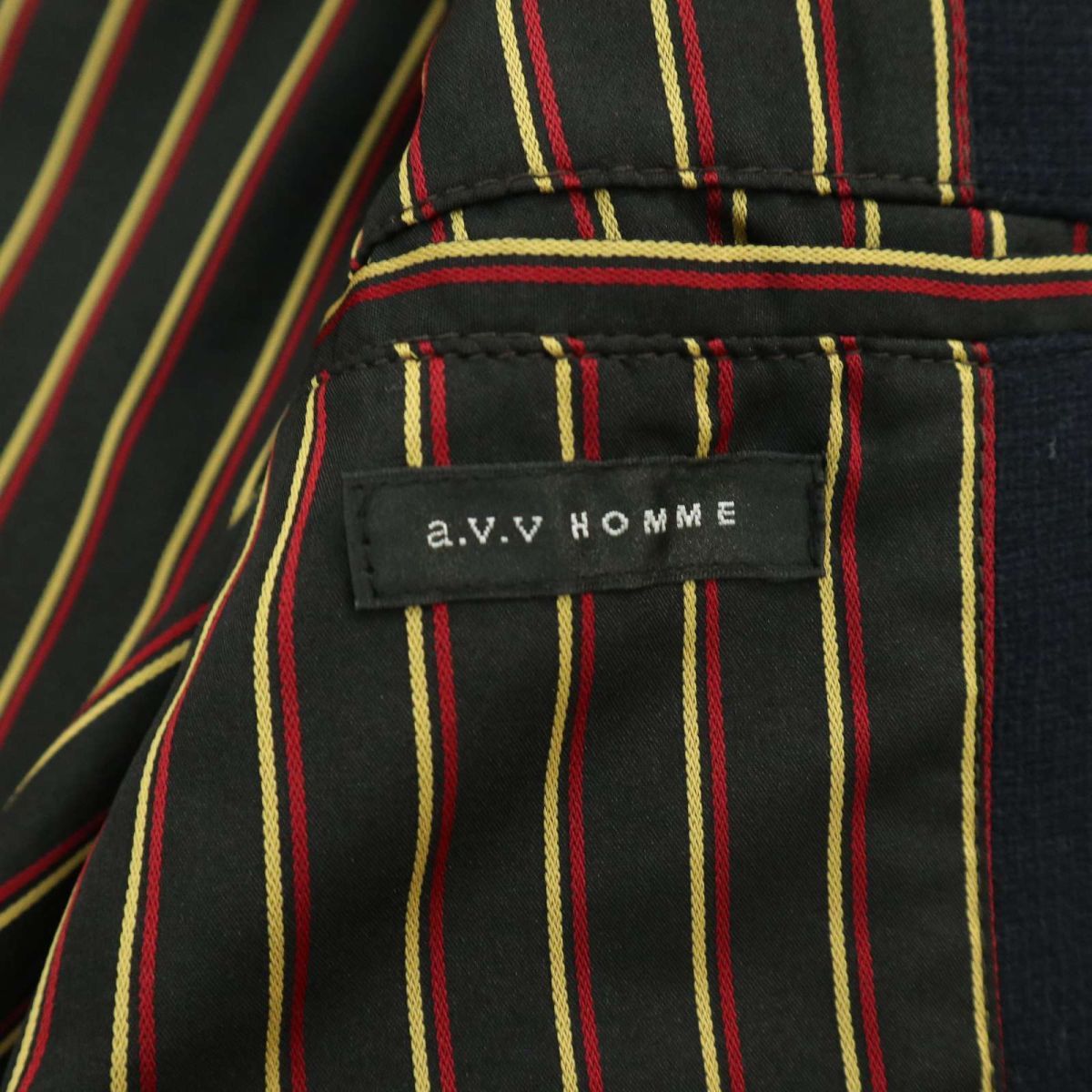 a.v.v. HOMME アーヴェヴェオム 秋冬 ウール混 刻印 金釦★ テーラード ジャケット ブレザー 紺ブレ Sz.46　メンズ ネイビー　A3T13532_B#N_画像6