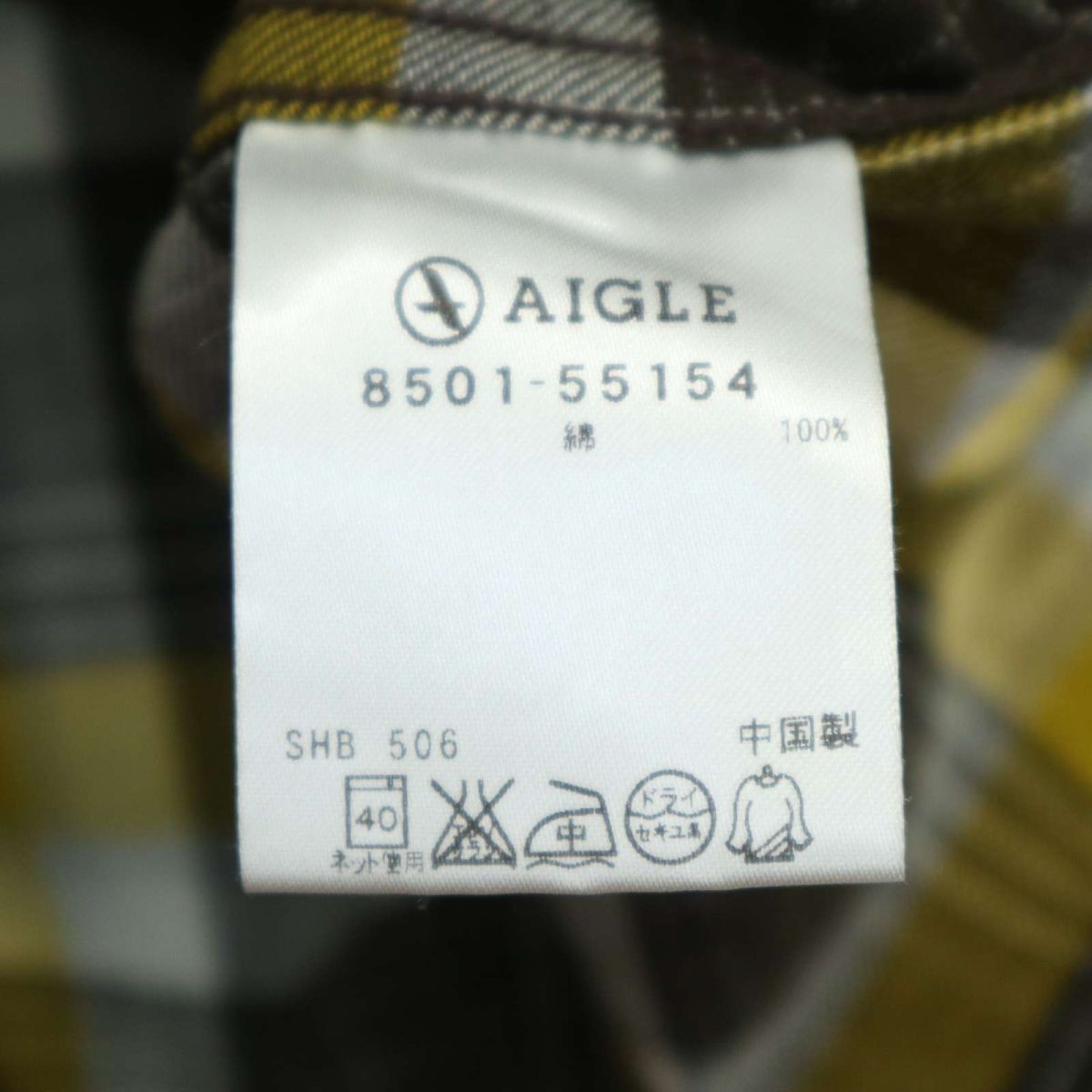 AIGLE エーグル 秋冬 長袖 コットン★ ボタンダウン チェック ネル シャツ Sz.M　メンズ アウトドア　A3T13815_B#B_画像7