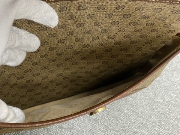 J001-SB8-264 GUCCI グッチ オールドグッチ ショルダーバッグ ブラウン レディース 001-14-0185 マイクロGG 斜め掛け ブラウン_画像6