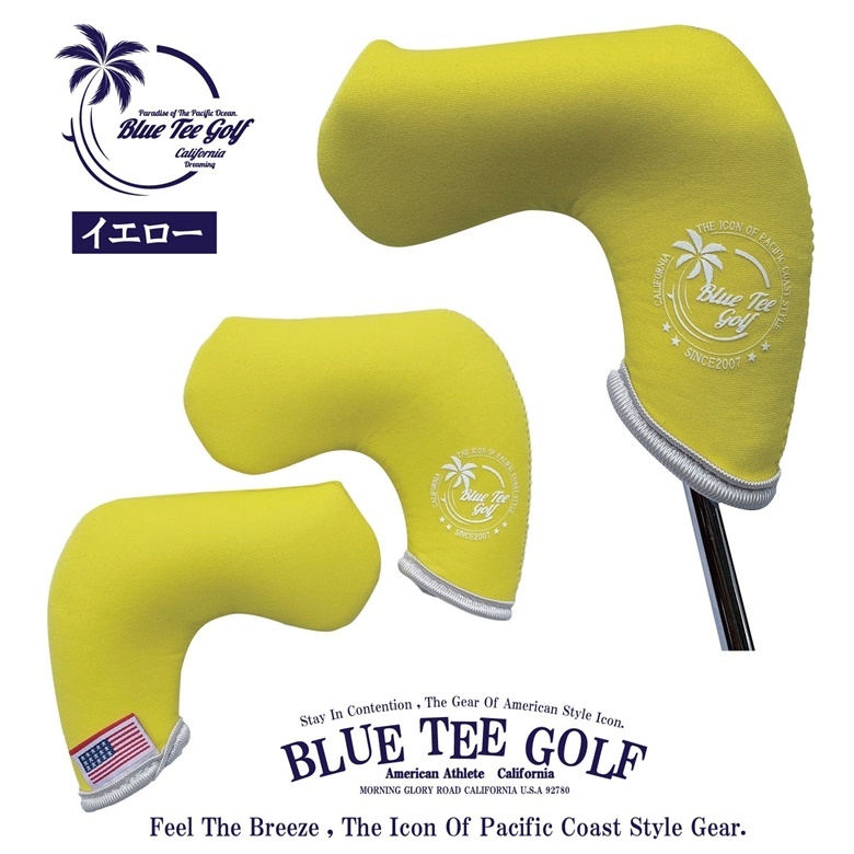 ☆7: 送料無料オークション♪【イエロー：カリフォルニアサーフ】BLUE TEE GOLF California 【ネオプレーン　ブレード型】 パターカバー_画像1