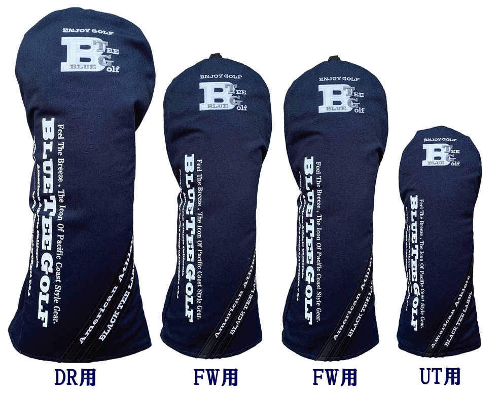◎【4P：ネイビー】ブルーティーゴルフ【ポリキャンバス　クラシック】４本セット販売用ヘッドカバー BLUE TEE GOLF DHC-001