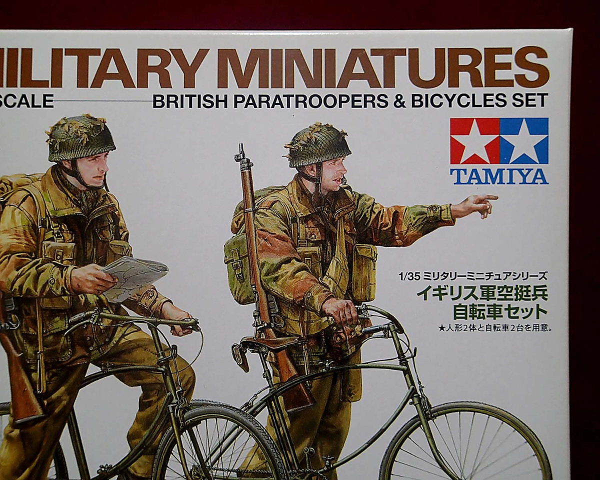 ★タミヤ(35333) 1/35 イギリス軍空挺兵 自転車セット 折りたたみ式自転車2台/兵士2体付(定形外220円他)_画像2