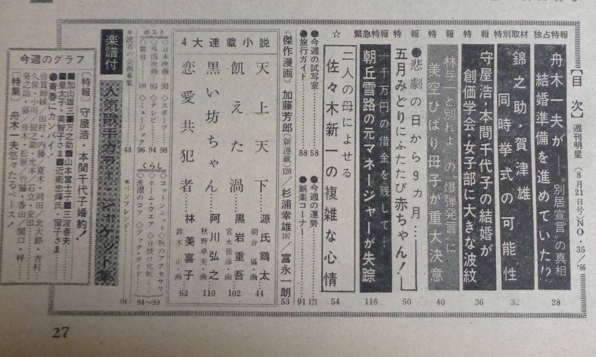 ★週刊明星　特大号　1966年8月21日　表紙:加山雄三＆いしだあゆみ　内藤洋子/小川知子/藤純子/松原智恵子/香山美子/本間千代子/柏木由紀子_画像7