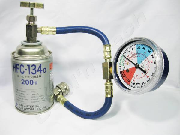 R134a HFC134a DIY メーター/ゲージ付 ガスチャージホース 詳細説明書付き_ガス缶は付属しません。