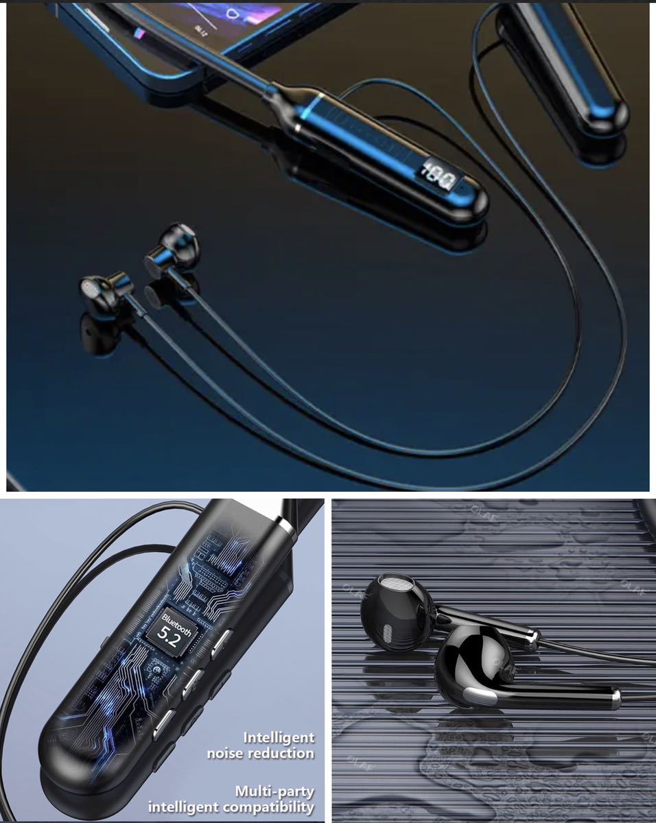 イヤホン　Bluetooth 5.2 IPX5 ワイヤレスイヤホン ネックバンド型イヤホン　ノイズキャンセリング　イヤフォン イヤホンマイク 両耳 _画像6