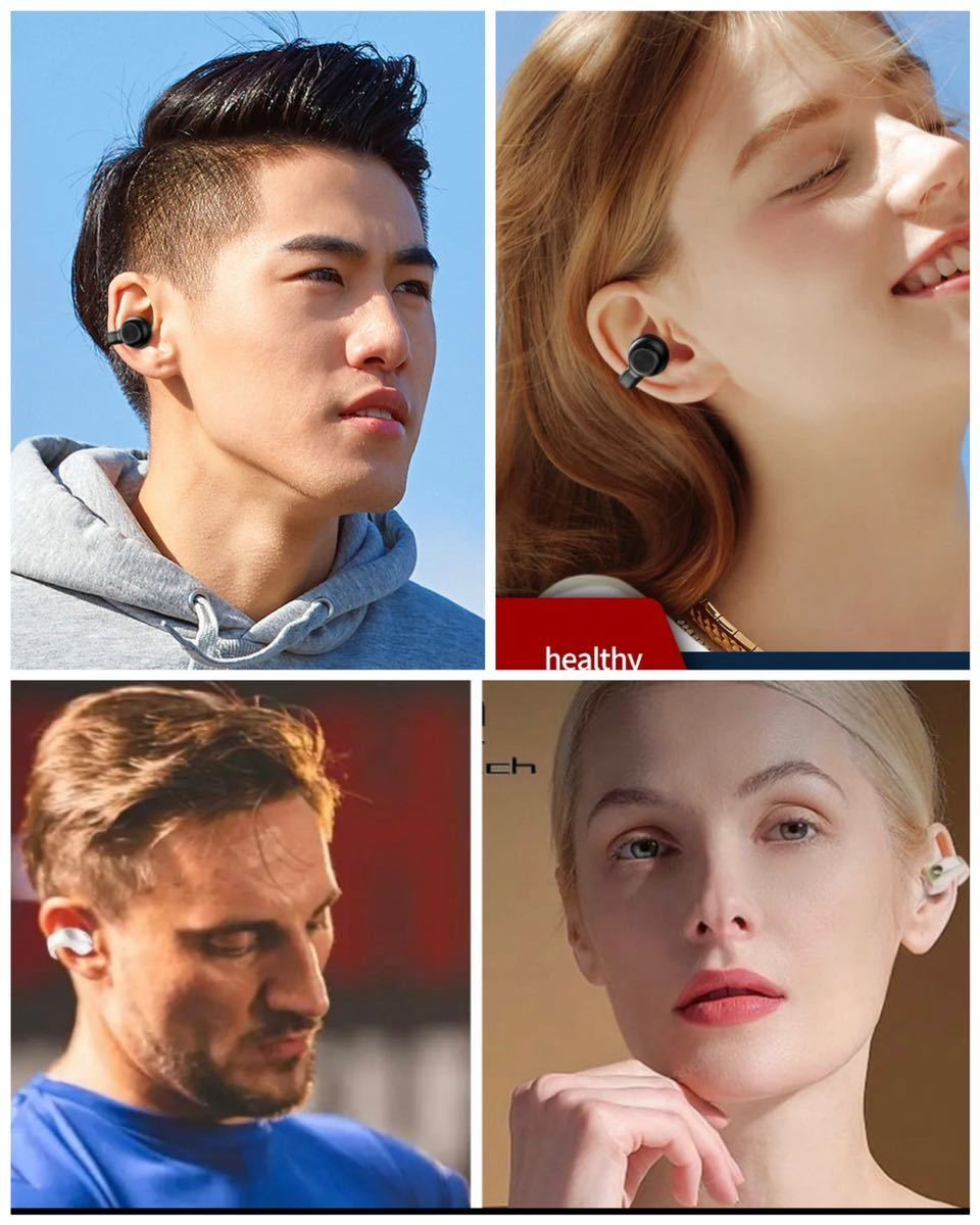 Bluetooth5.3　イヤホン　ワイヤレスイヤホン IPX5 空気伝導イヤホン　クリップ型　防水　スピーカー　マイク 片耳　USB 充電　黒　2_画像7