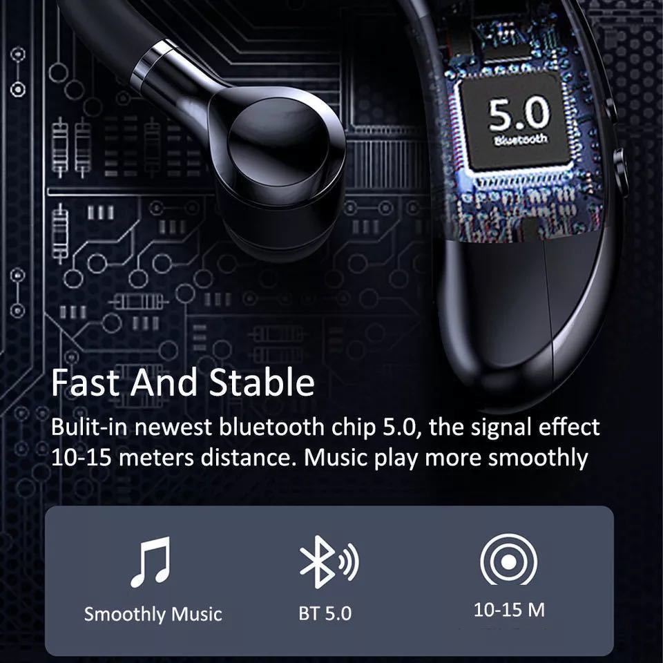 ワイヤレスイヤホン Bluetooth 5.0 イヤホン　 ブルートゥース イヤフォン イヤホンマイク 片耳　USB 充電 高音質　軽量 ブラック　音楽 3_画像2