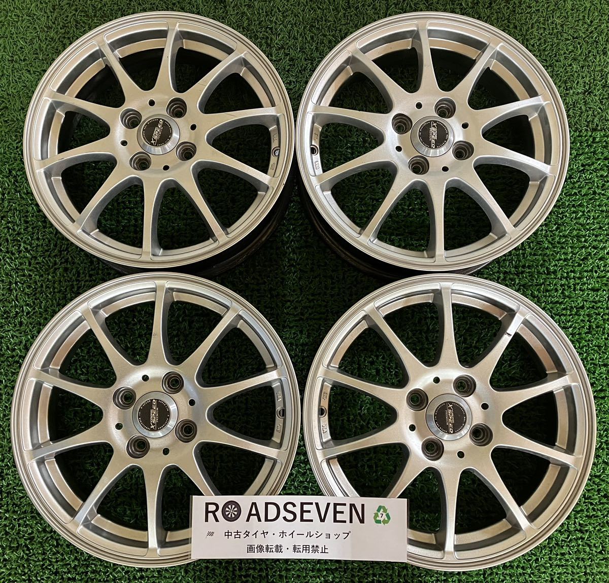 ★X CROSS SPEED クロススピード 15インチ 100/4H ★15×4.5J +43 PCD100 4穴 ハブ:約67mm 4本Set 社外 アルミホイール 中古 ★送料無料_画像1