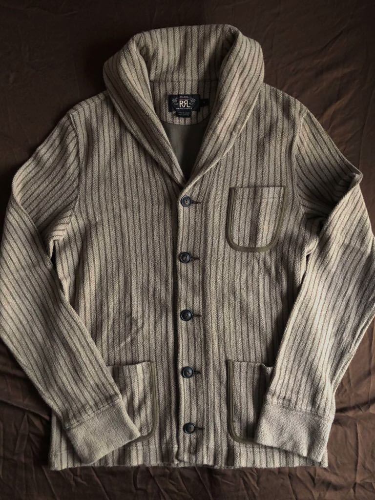 【希少】美品 RRL STRIPE SHAWL COLLAR CARDIGAN ダブルアールエル ショールカラー ストライプ フレンチ カーディガン ラルフローレン S_画像1