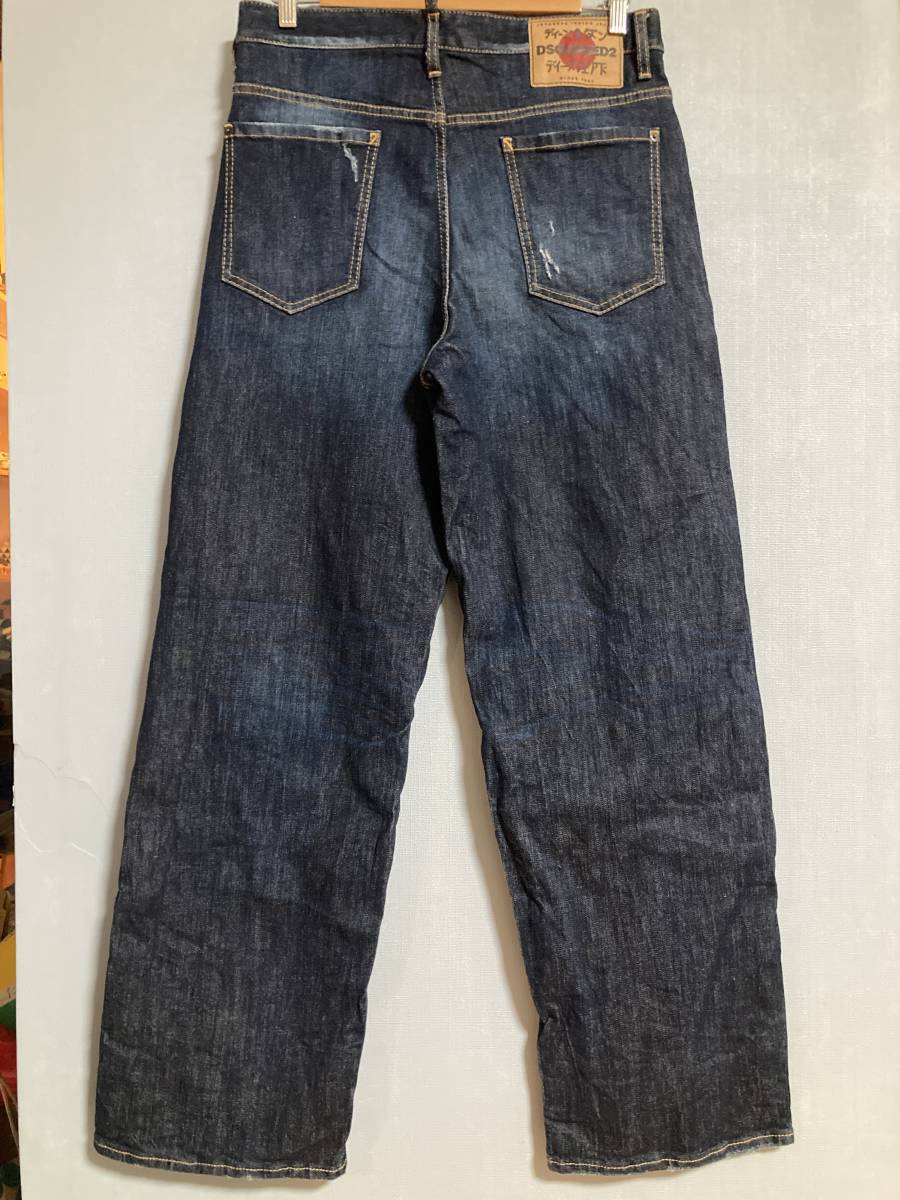 *DSQUARED2 Dsquared used aging processing Denim pants 46 Italy made wire entering stretch jeans damage processing 