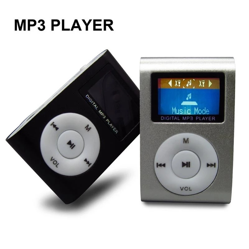 MP3 player aluminium LCD screen attaching clip microSD type MP3 player green x1 pcs * including in a package OK