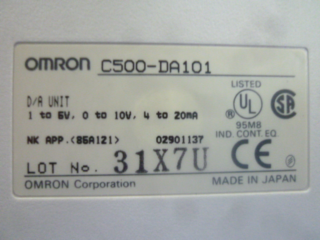 中古現状渡品 OMRON D/A UNIT C500-DA101 アナログ出力ユニット 中古現状渡品 OMRON D/A UNIT C500-DA101 アナログ出力ユニット