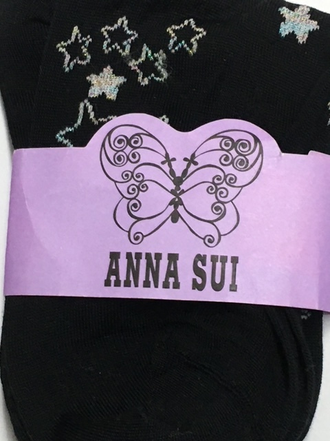 【ANNA SUI】(NO.0894) アナスイ ソックス　靴下　クルー丈　ブラック　星柄　未使用　23-25cm_画像3