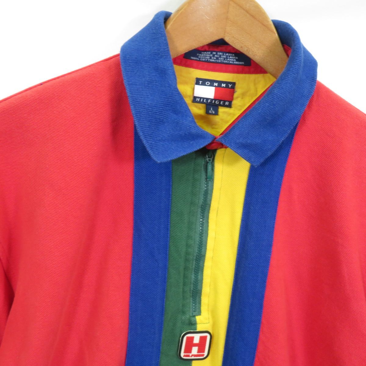 90s TOMMY HILFIGER サイクリング ポロシャツ sizeL/トミーヒルフィガー USA 古着 1101_画像2