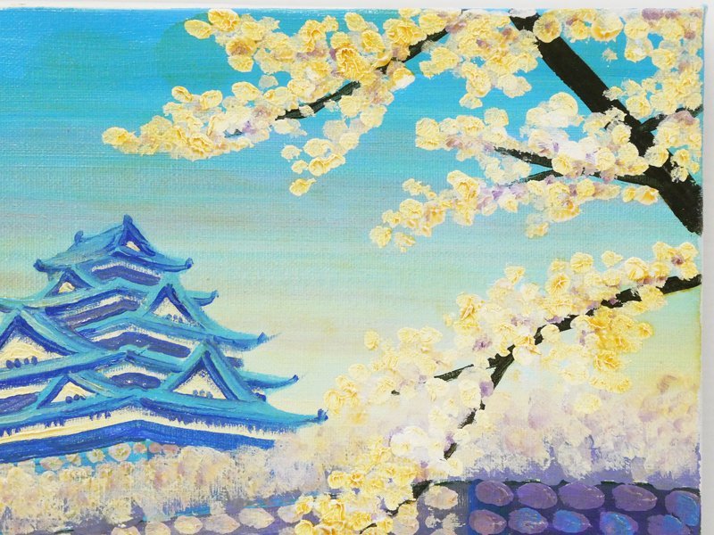#12) autograph length . rock . preeminence length 100 ten thousand stone Yamatokooriyama castle oil painting landscape painting F8 number Zaimei frame entering all country each ground . piece exhibition great number opening . is Yamato . painter length . Taro Sakura Nara scenery 