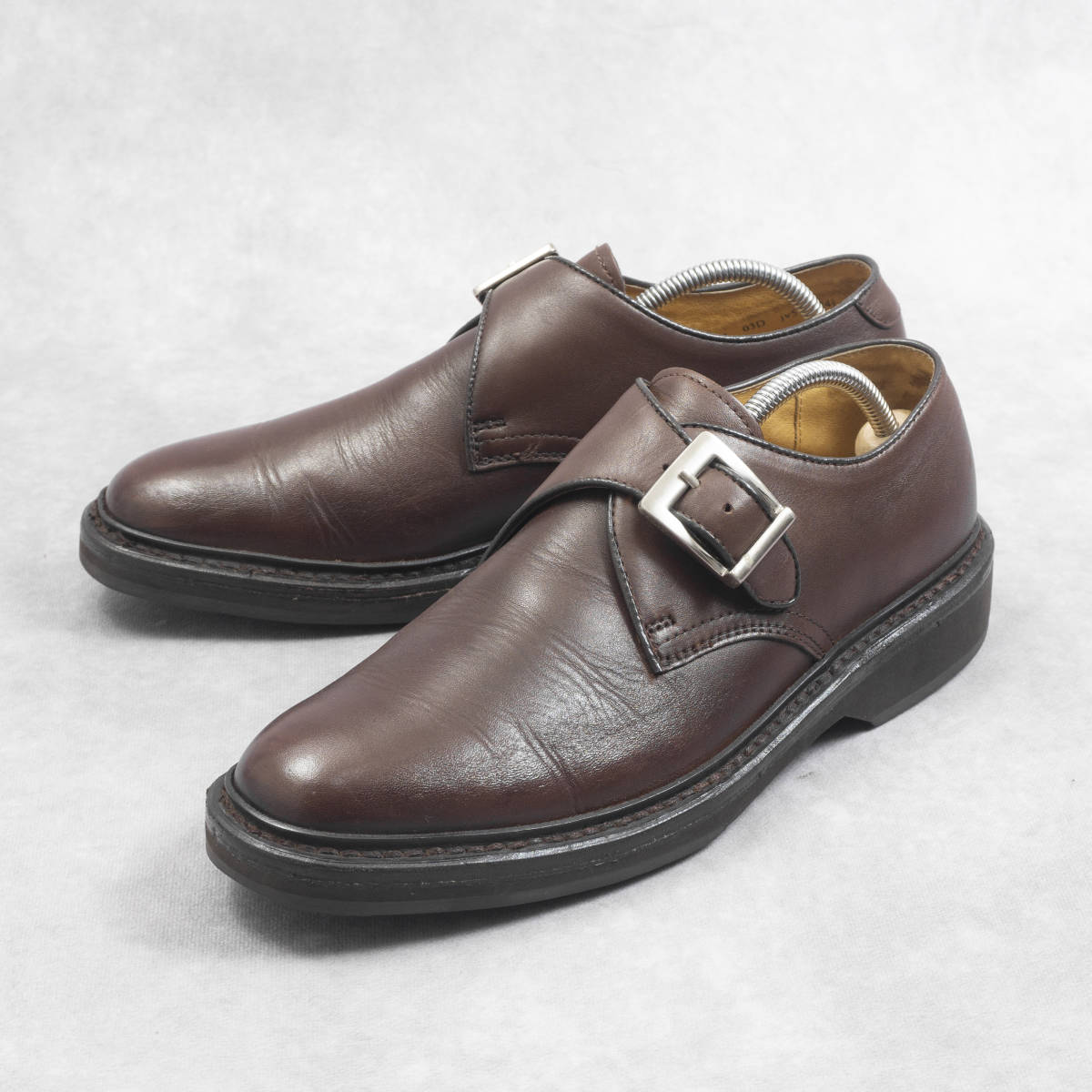 良品『REGAL』モンクストラップシューズ 24.5cm ブラウン プレーントゥ 革靴 ビジネス リーガル メンズ 管理1140_画像1