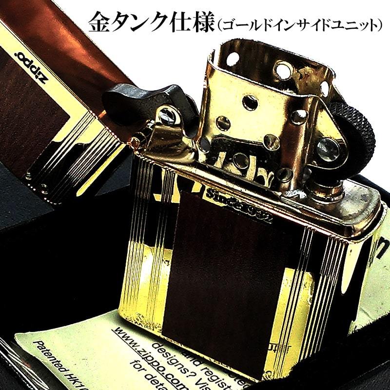 ZIPPO ダブルライン ニッケルメッキ 両面加工 エッチング ジッポ ライター ゴールド ブラウン かっこいい ロゴ おしゃれ_画像4