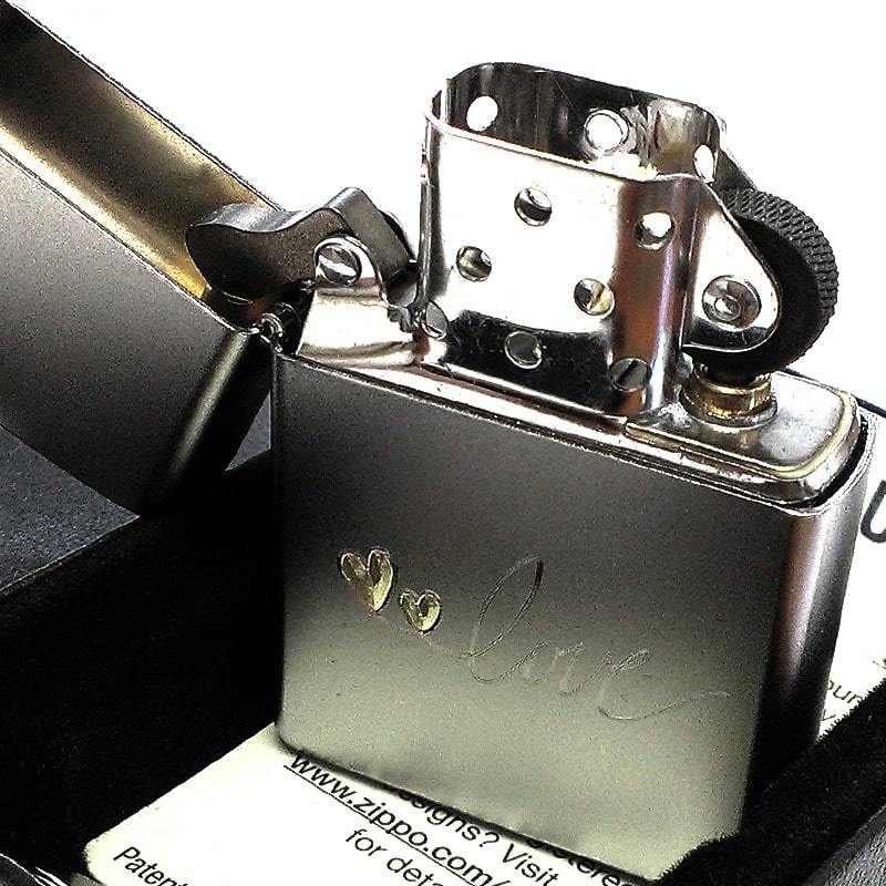 ZIPPO ライター love ハート ジッポ シルバー かわいい シンプル ラブデザイン おしゃれ レディース クロームサテーナ 女性 可愛い ギフト_画像4