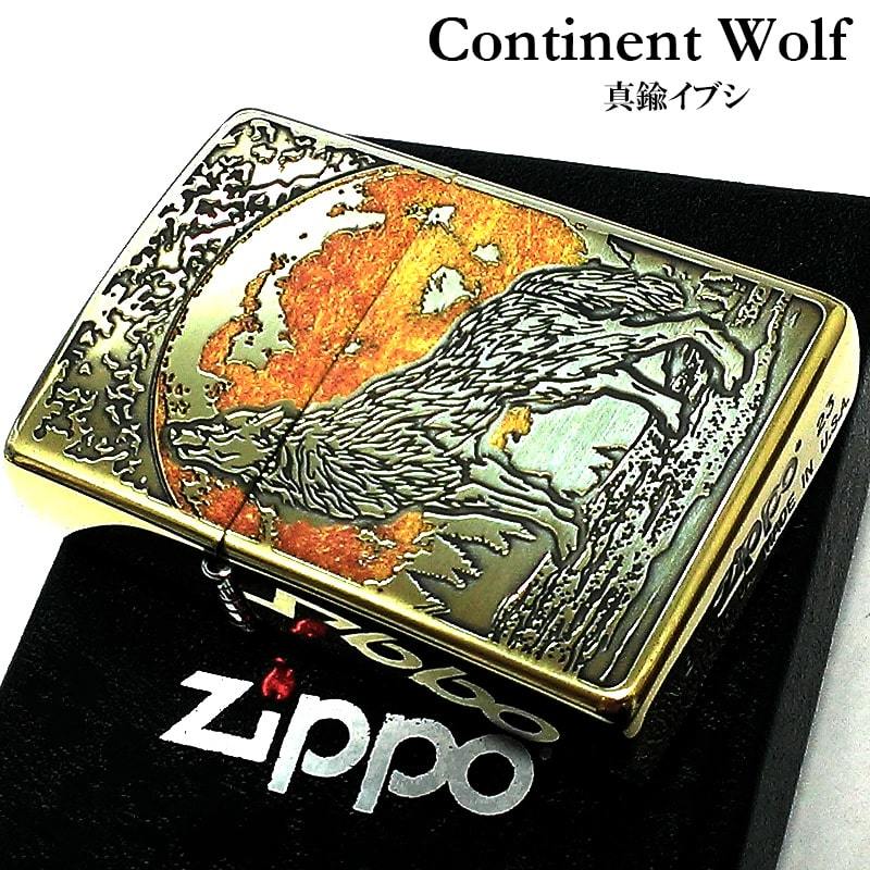 ZIPPO 狼 ウルフデザイン ジッポ ライター 彫刻 オオカミ WOLF DESIGN アンティークゴールド メンズ 真鍮メッキ クリスマス ギフト