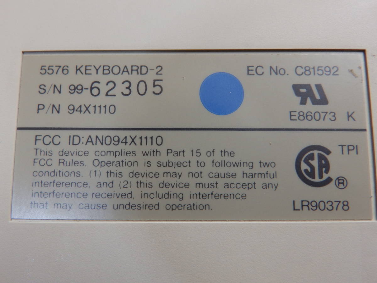 IBM メカニカルキーボード 5576-002　94X1110　KEYBOARD-2　青丸付き　PS2接続　ジャンク_画像4