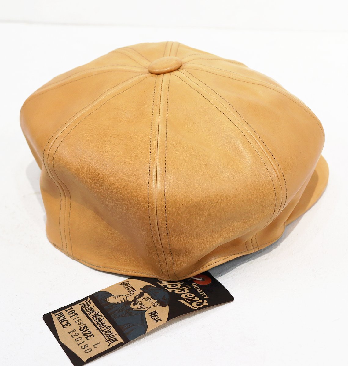 Dapper's (ダッパーズ) 40's Style Horsehide Leather Casquette / ホースハイド レザーキャスケット Lot 1592 未使用品 ナチュラル sizeL_画像3