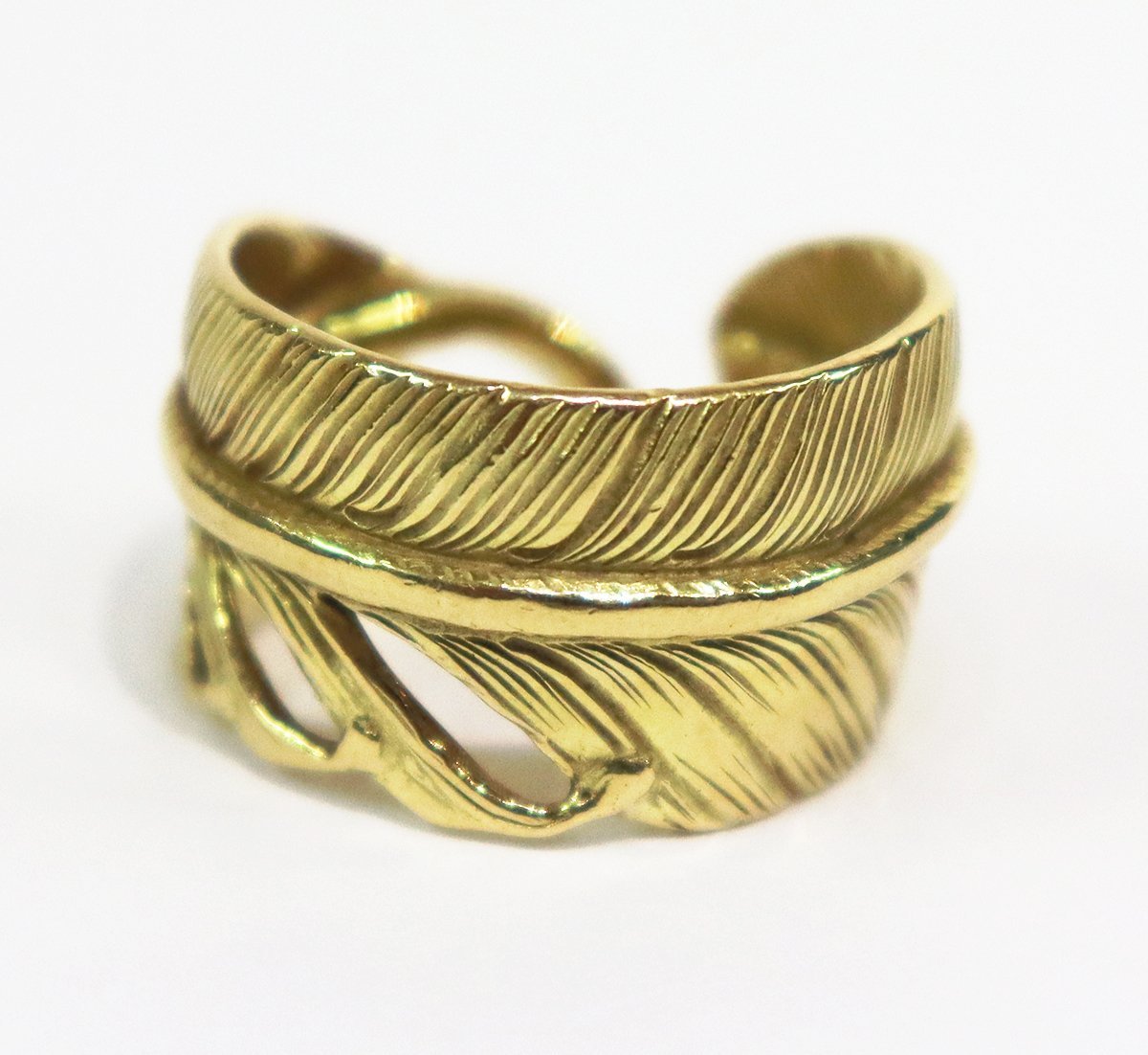 WINGROCK (ウイングロック) 18K FEATHER RING / 全金 フェザーリング 美品【16号】/ K18 / ゴールド_画像1