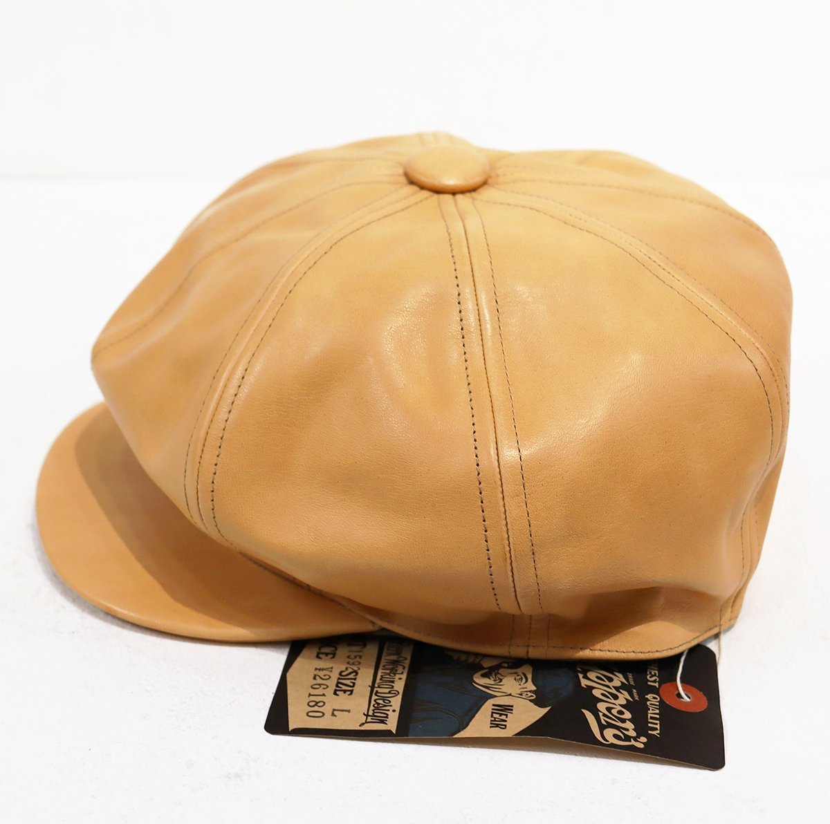 Dapper's (ダッパーズ) 40's Style Horsehide Leather Casquette / ホースハイド レザーキャスケット Lot 1592 未使用品 ナチュラル sizeL_画像2