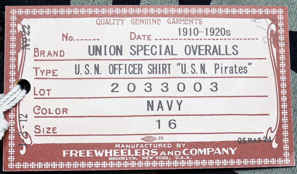 Freewheelers (フリーホイーラーズ) U.S.NAVY OFFICER SHIRT “U.S.N.PIRATES” / オフィサーシャツ カスタム #2033003 未使用品 size 16_画像10