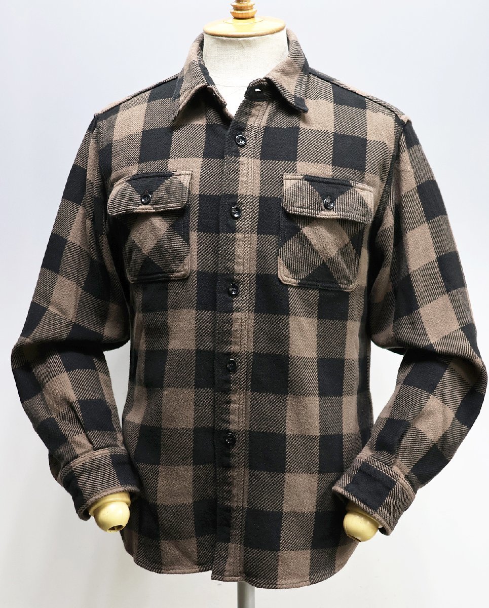 Deluxeware (デラックスウエア) HV-00...50s BUFFALO CHECK / バッファローチェック 美品 ベージュ size M / ヘビーネル / ネルシャツ_画像2