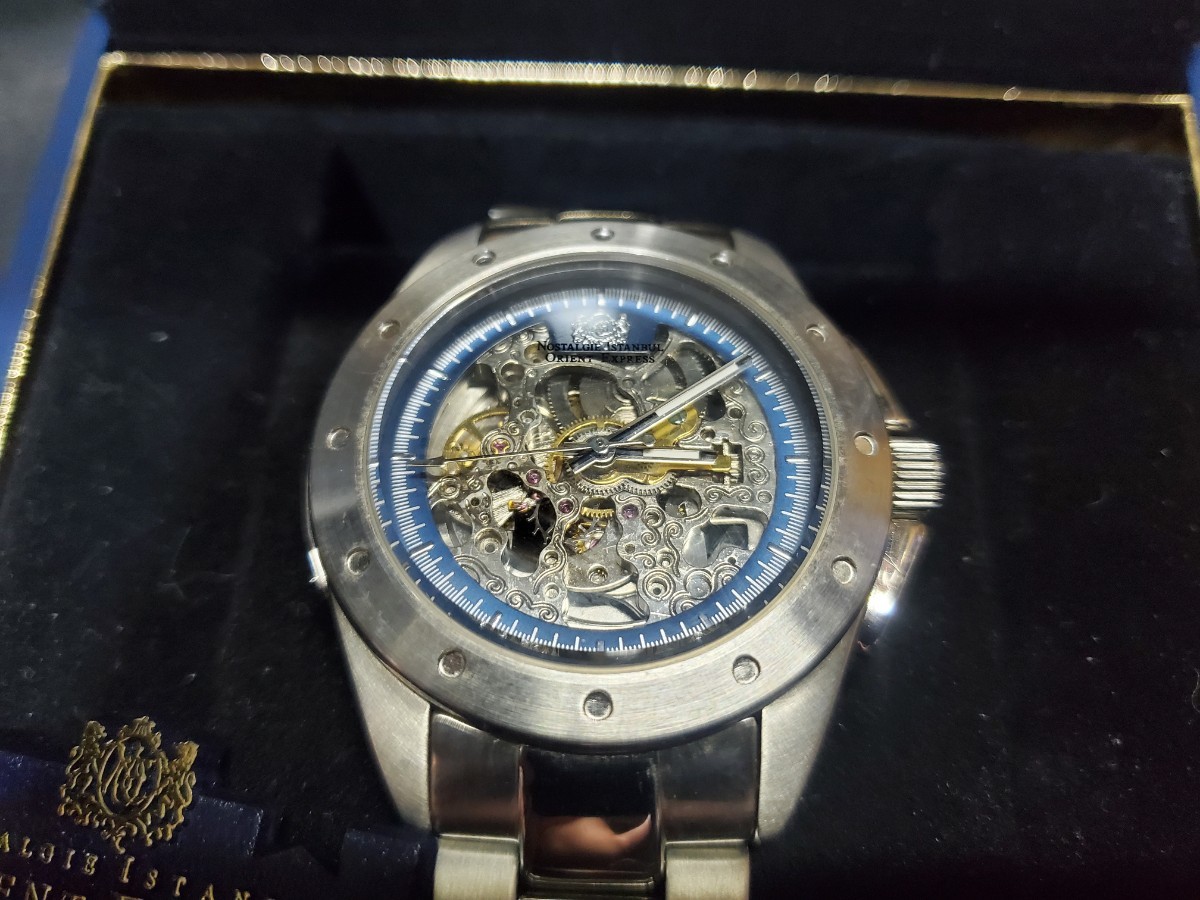 ORIENT オリエント EXPRESS エクスプレス OM-8024 メンズ腕時計 両面スケルトン AUTOMATIC 自動巻き 動作確認済み_画像3