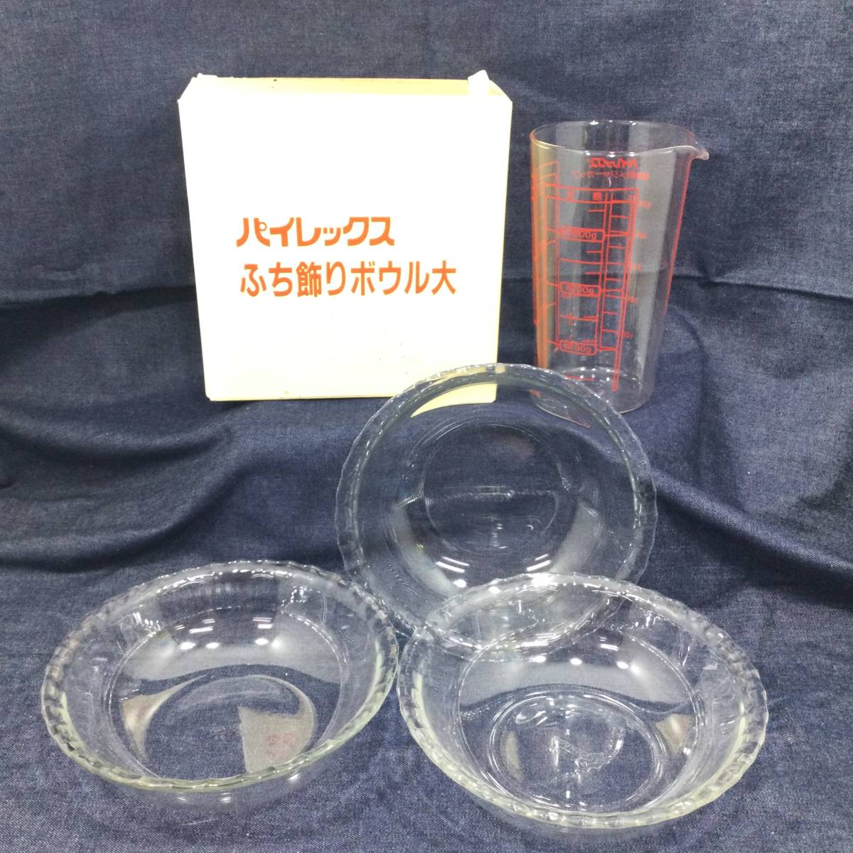[ unused contains ] Pyrex light weight cup brink decoration glass bowl 3 point contains heat-resisting set sale 4 point set wheat sugar Pyrex (H617)