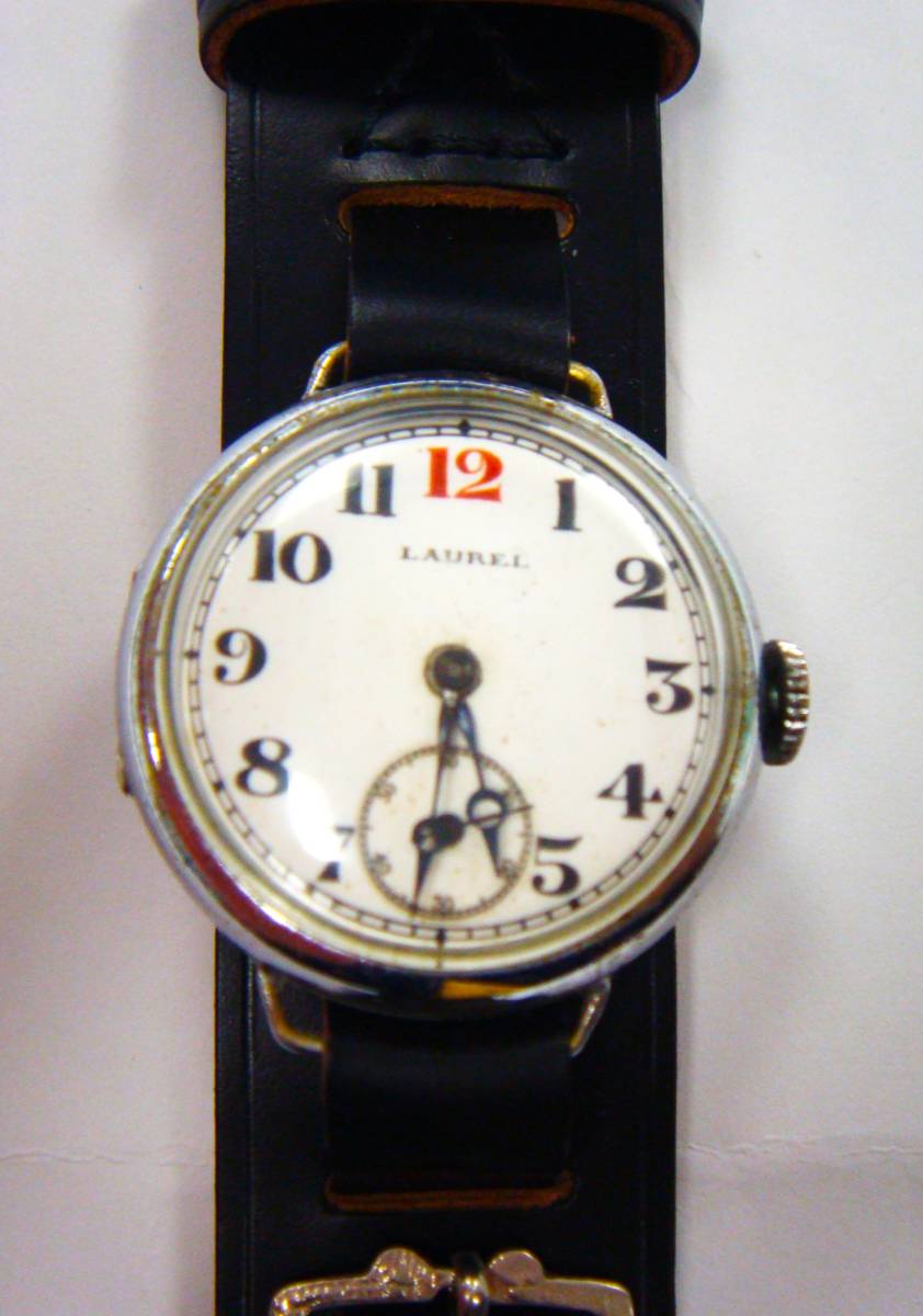 美品 機械遺産登録、国産初めての腕時計 精工舎ローレル LAUREL パリス環コードバンベルト付き 日常使い可能な稼働品の出品です。_画像1