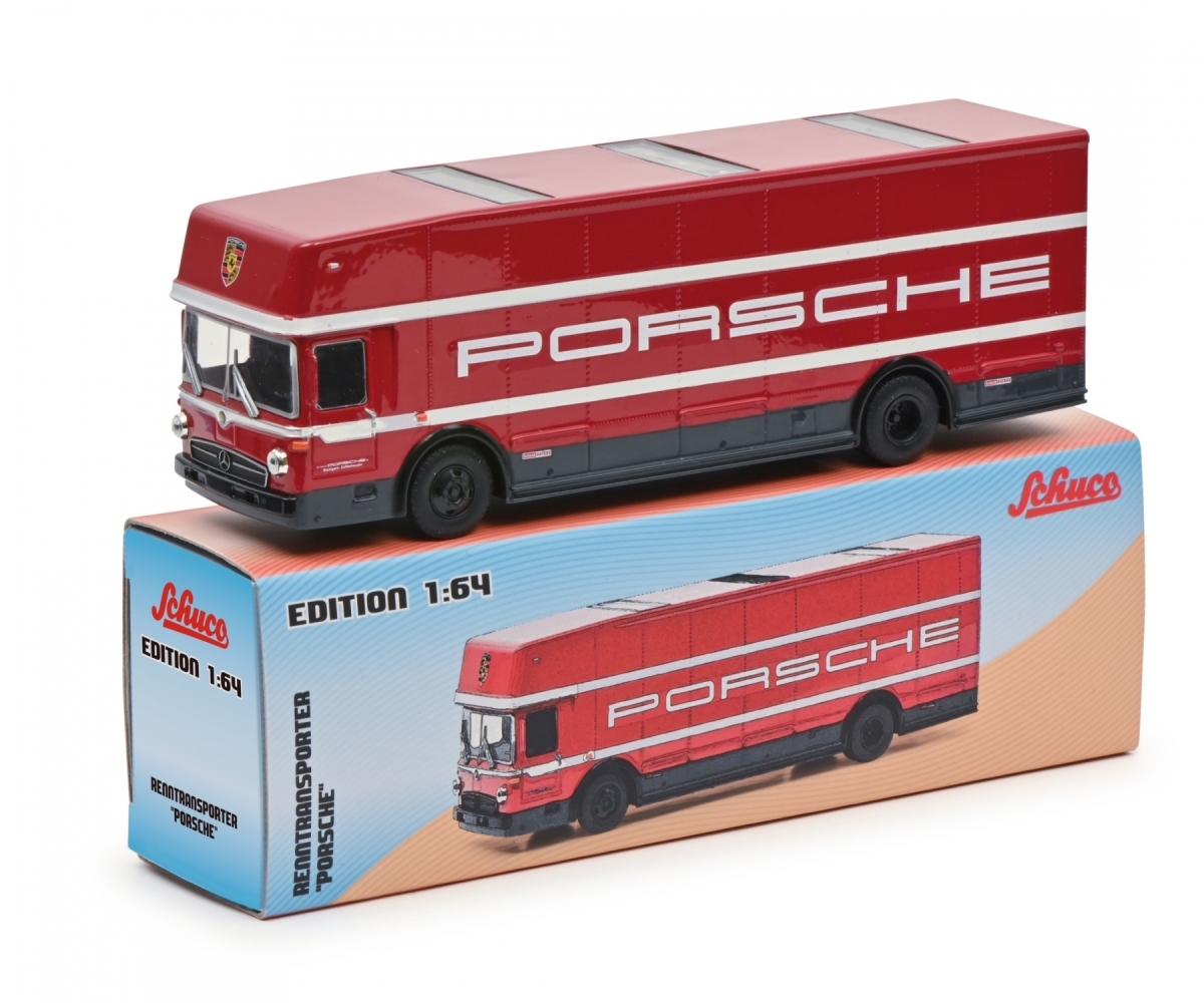  Schuco 1/64 Mercedes Benz Len Transporter Porsche красный Schuco Mercedes-Benz O 317 Renntransporter Porsche RED