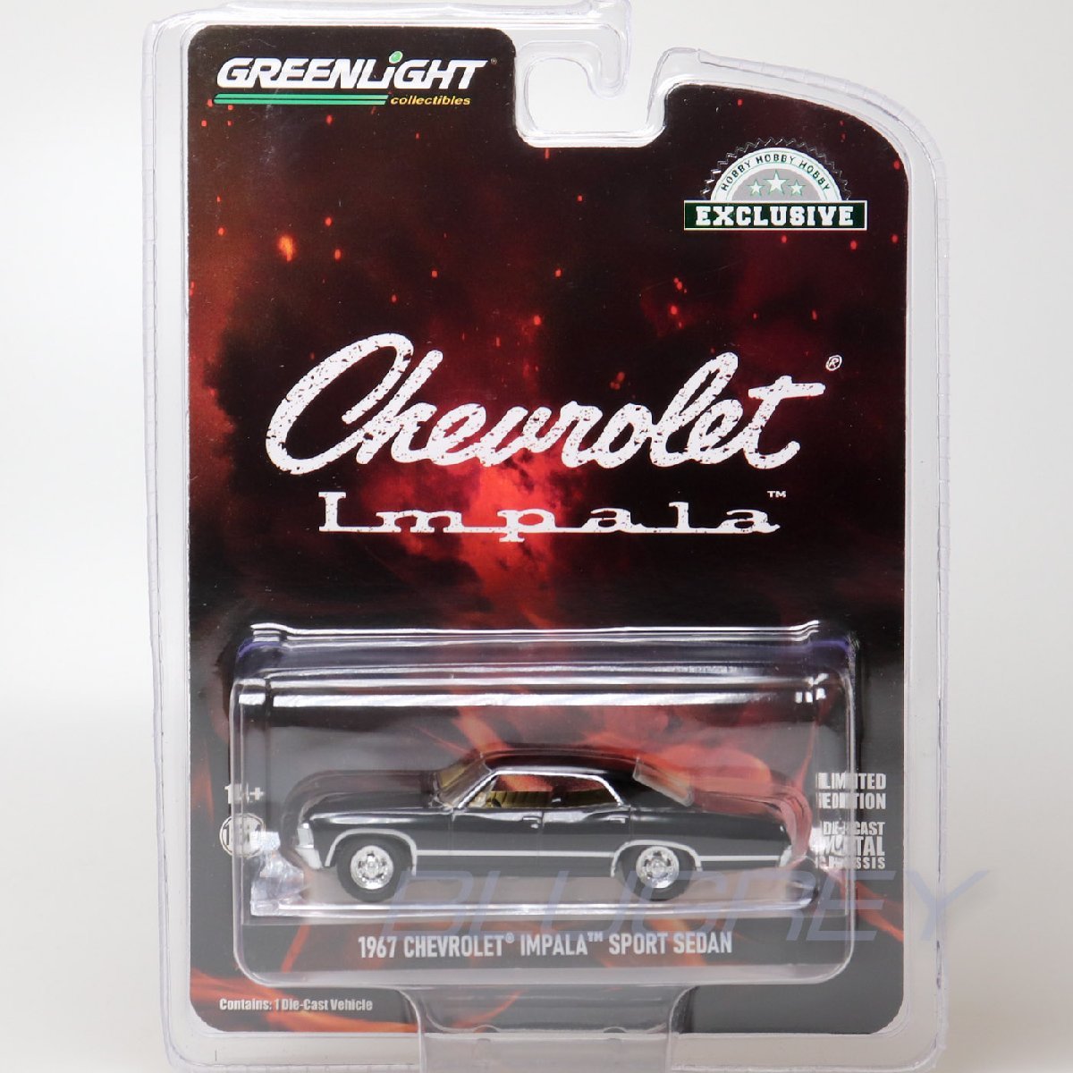 グリーンライト 1/64 シボレー インパラ スポーツセダン 1967 ブラック Greenlight Chevrolet Impala Tuxedo Black ミニカー_画像3