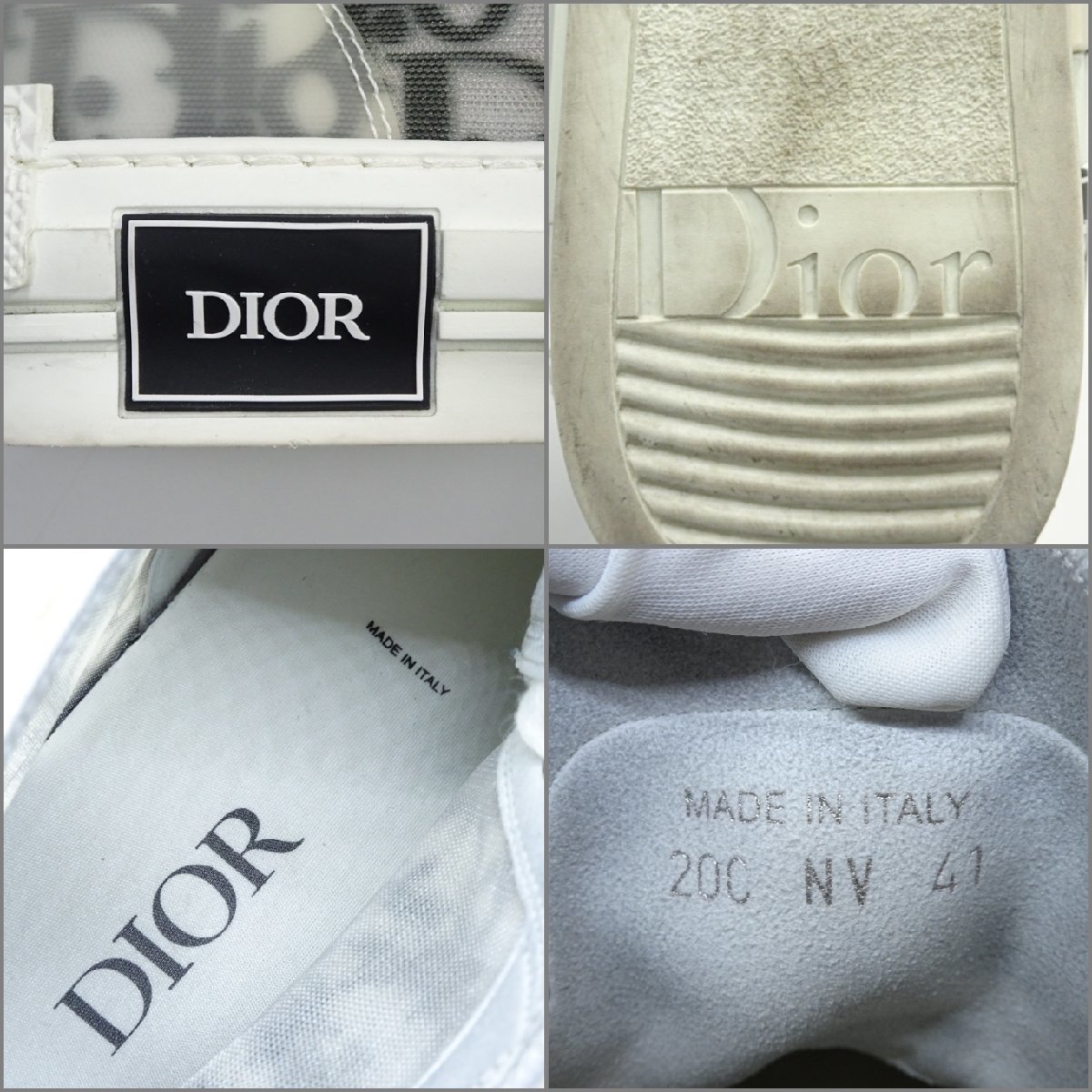 【1円】ディオール Dior メンズ ハイトップスニーカー シューズ オブリークキャンバス 3SH118YJP 41 26cm ホワイト ロゴ ハイカット 34833_画像9