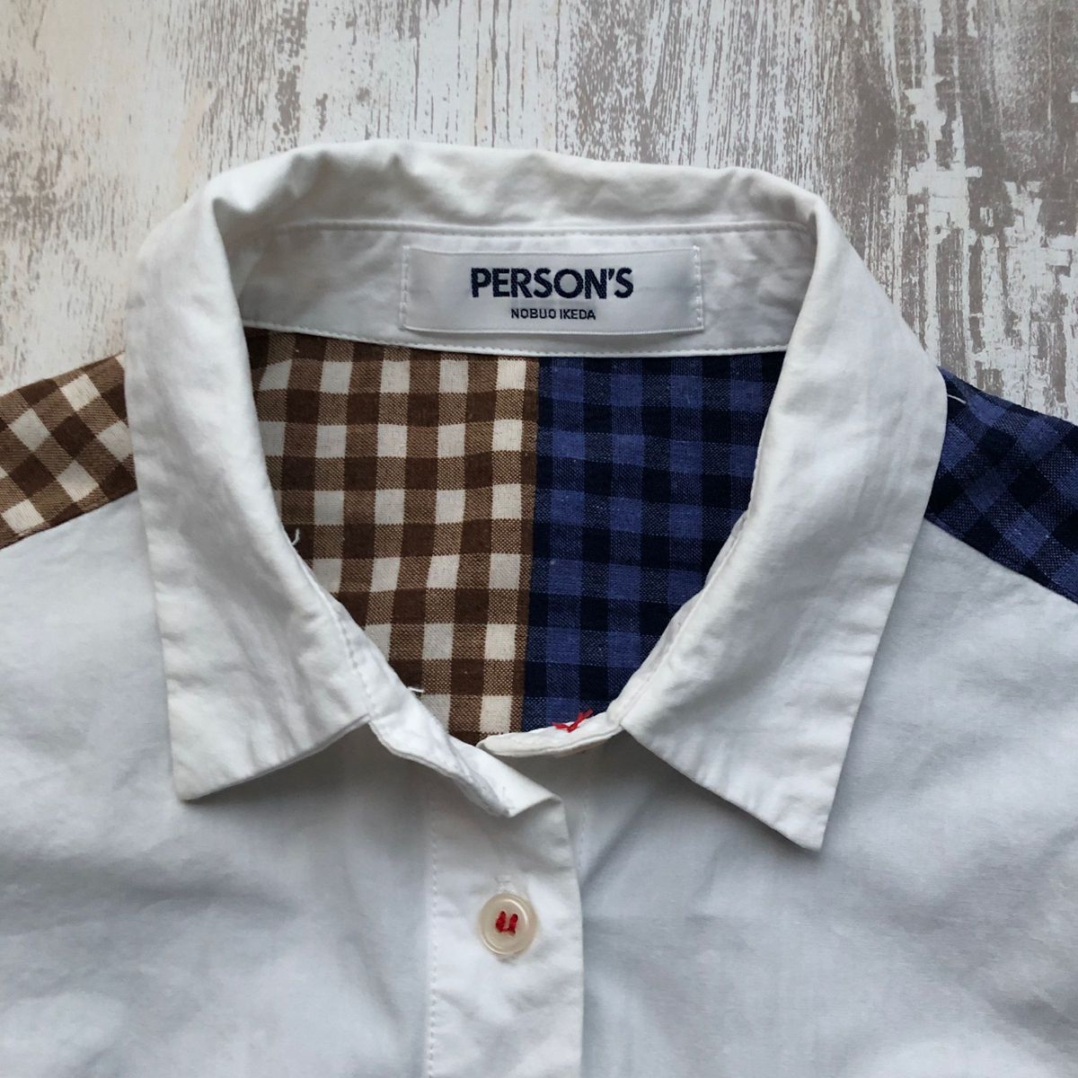 PERSON’Sパーソンズ　長袖シャツ　ブラウス　80年代風　チェック　ポケットいっぱい