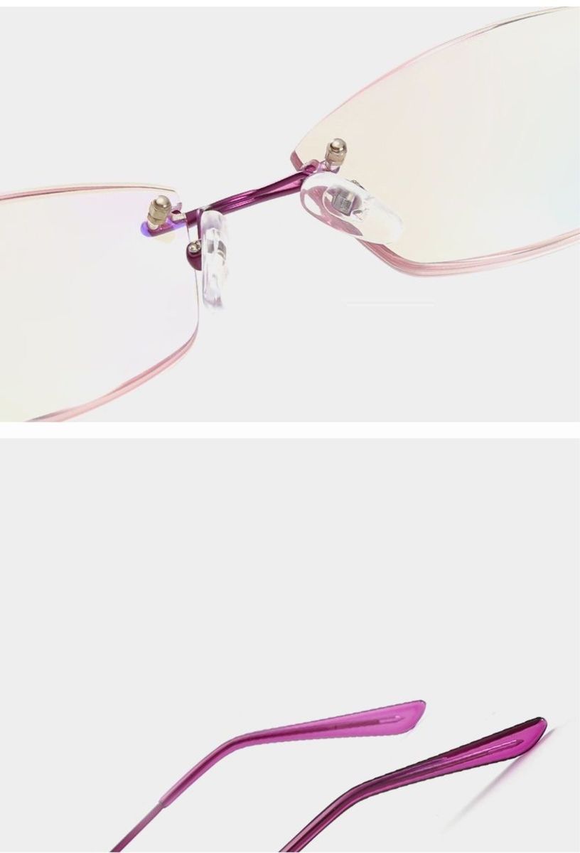 オシャレメガネ 伊達メガネ ブルーライトカット 紫外線防止 PCメガネ 眼鏡 フレームなし（ムラサキ）