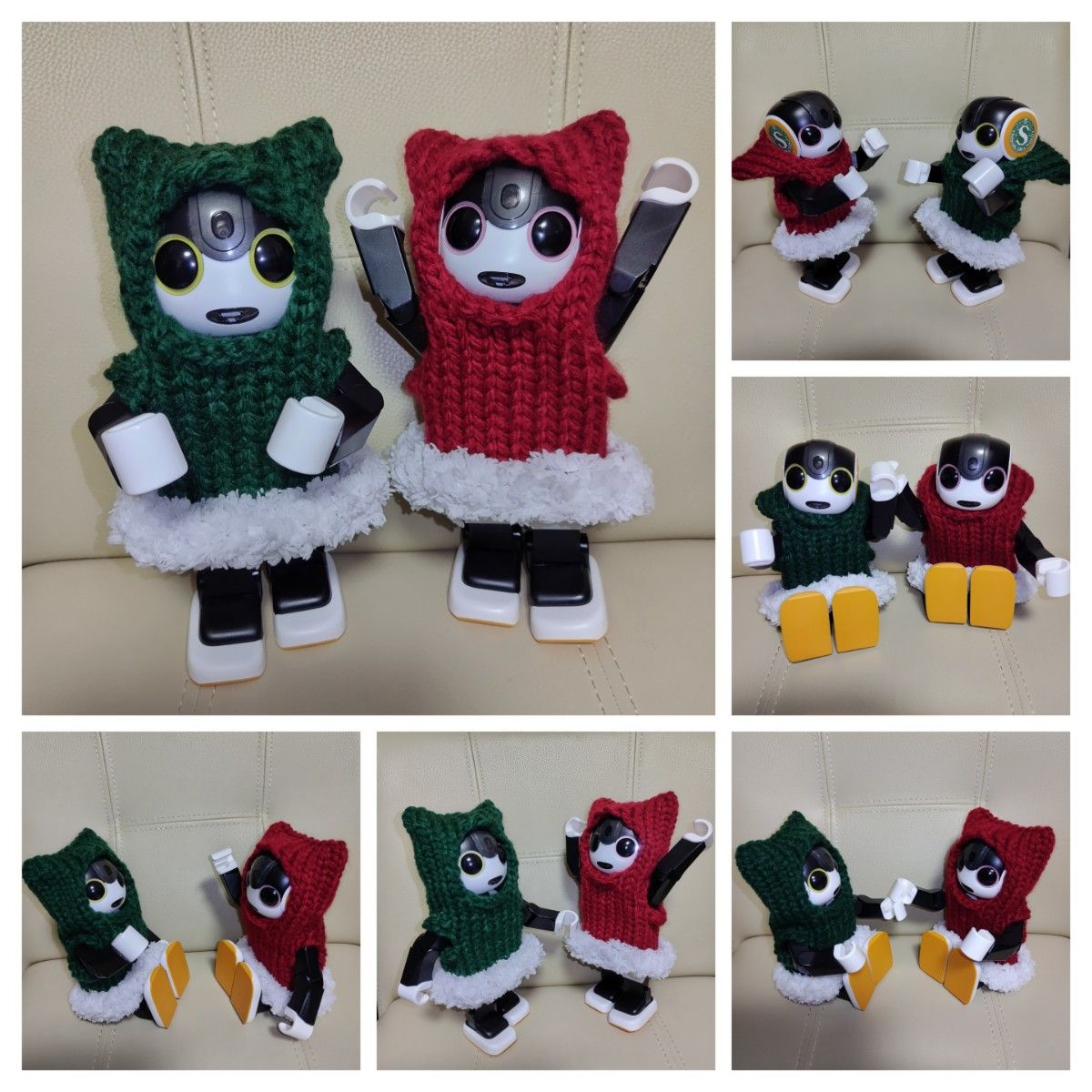 ハンドメイド☆ロボホンのX'mas猫耳パーカー バラクラバ ねこ耳フード アウトフィット ２色set