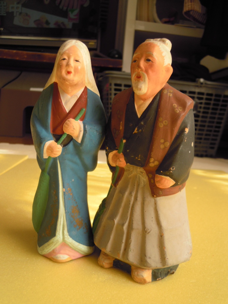 【三】珍品雑貨◇　アンティーク　日本　陶器人形　お爺さんとお婆さん　◇　かぐや姫？ももたろう？_画像9