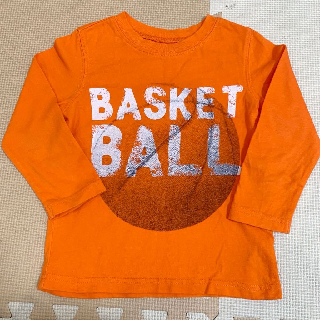 送料無料 美品 子供用 100cm babyGAP Gap 長袖 Tシャツ オレンジ バスケットボール ボール柄_画像1