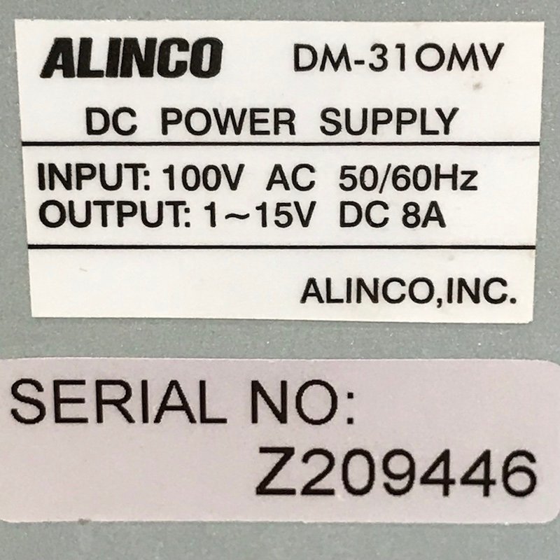 ALINCO アルインコ DC POWER SUPPLY 無線通信機器 アマチュア無線 直流安定化電源 DM-31OMV 231030RM510525_画像7