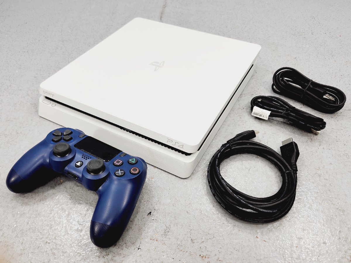 △【1】初期化済み PS4slim CUH-2200A グレイシャーホワイト 500GB 箱