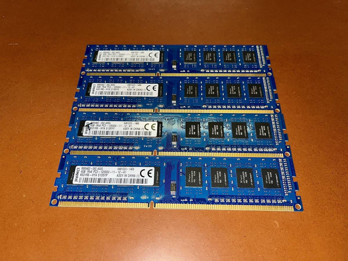 SkHynix PC3-12800U (DDR3-1600 SDRAM) 4GB x 4枚 計16GB デスクトップ用 メモリ_画像1