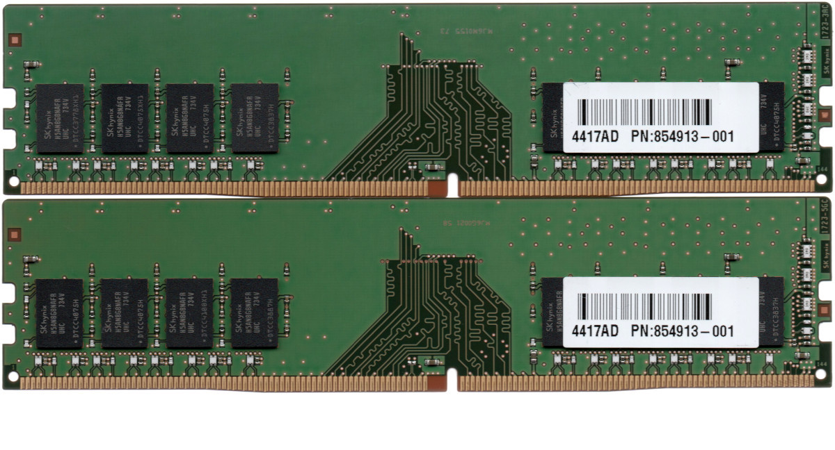 【DDR4 8GBx2枚 合計16GB デスクPC用】＜動作確認済＞SK hynix 4回パス確認！DDR4-2400T(PC4-19200U) HMA81GU6AFR8N-UH x2枚組【中古】H836_Memtestでの検査の結果エラーなし！