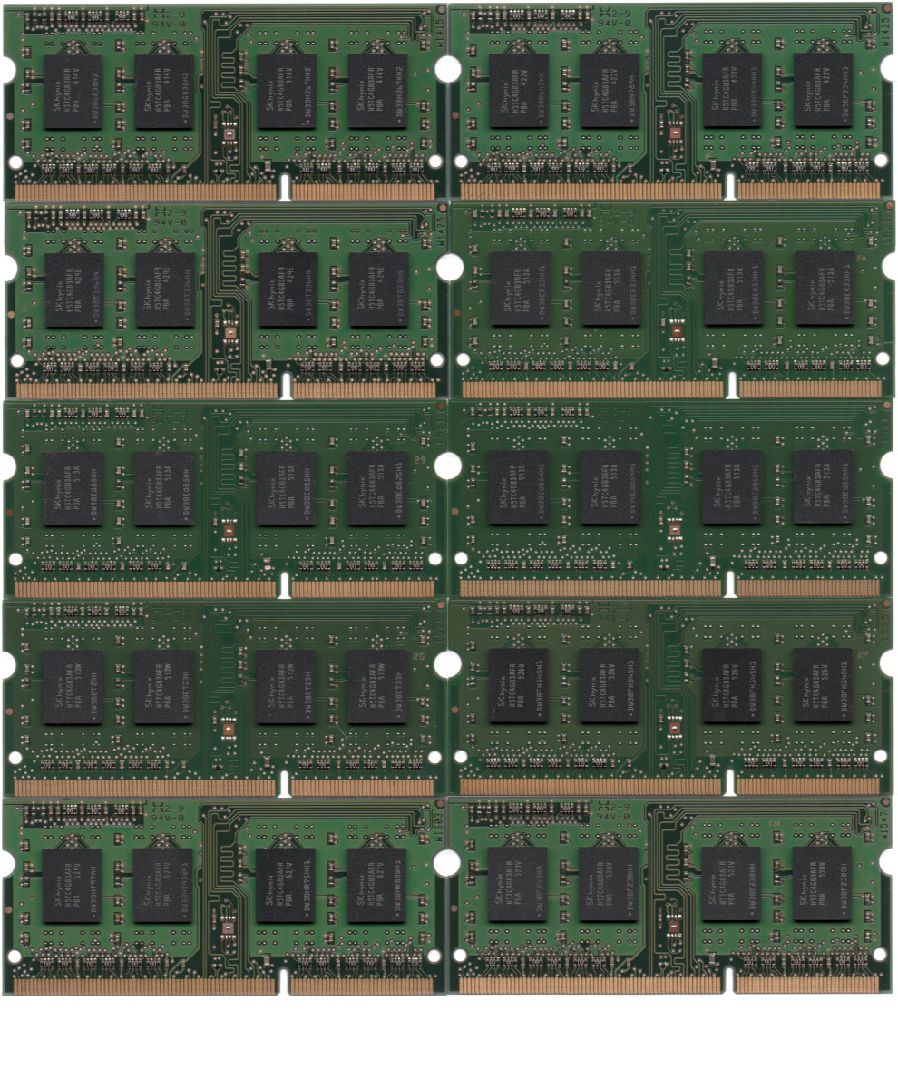 SanMax Technologies DDR3-1600 (PC3-12800S) 4GBx10枚 ノートPC用 SMD3-S4G28HA-16K 両面実装(1Rx8) 動作確認済品【中古】H833_Memtestでの検査の結果エラーなし！