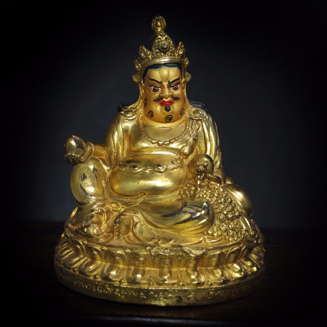 ◆古寳堂◆清 銅製 塗金 黄財神像 仏教古美術 供養品 蔵伝 極細工 古置物 古擺件 中国古美術 時代物 古董品
