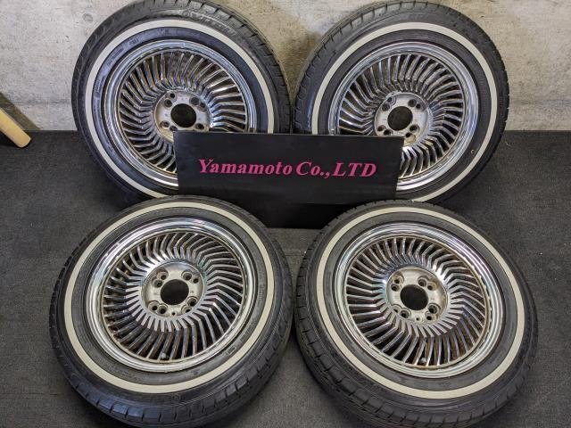 【Ｄ】CARVING 14インチ 6J　＋38 4H-100/114.3 4本SET メッキ カービング レア ローライダー　175/65R14　センターキャップ欠品_画像1