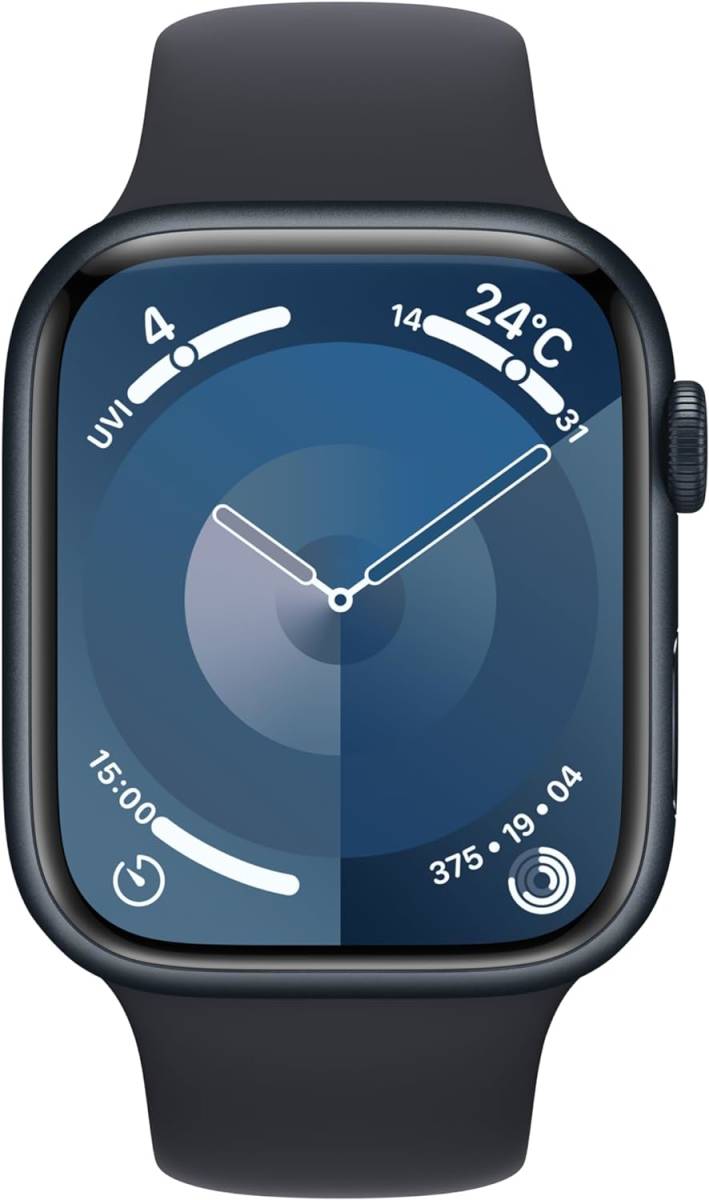Apple Watch Series 9（GPSモデル）- 45mmミッドナイトアルミニウムケース ミッドナイトスポーツバンド - M/L アップルウォッチ_画像1