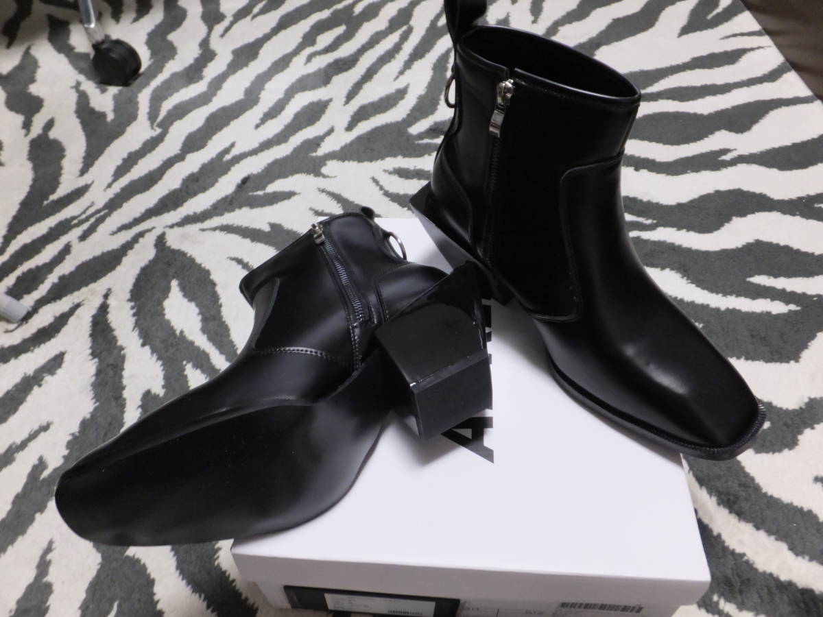 アドラー ハイソール レザーヒールブーツ ブラック Mサイズ 新品未使用：ADRER High sole leather heel boots / ジップブーツ,モードブーツ_画像6