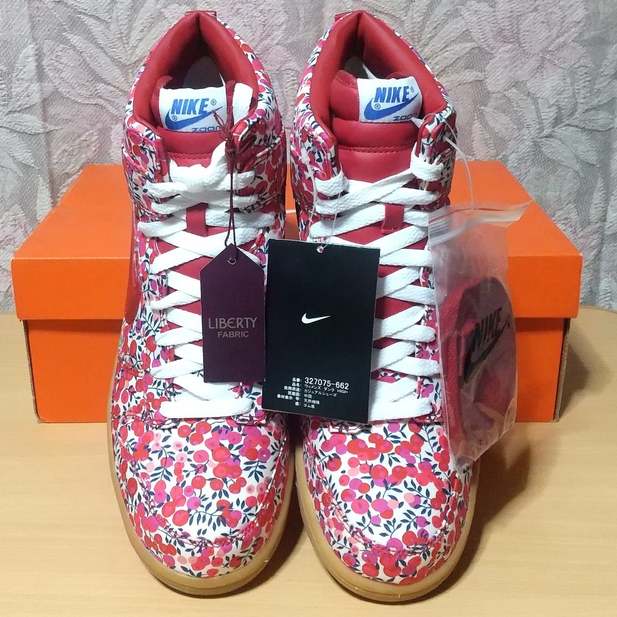 327075-662 NIKE WMNS DUNK HIGH PREMIUM LIBERTY FABRIC cherry air force terminator jordan og sb panda by you 1 blazer max _画像3